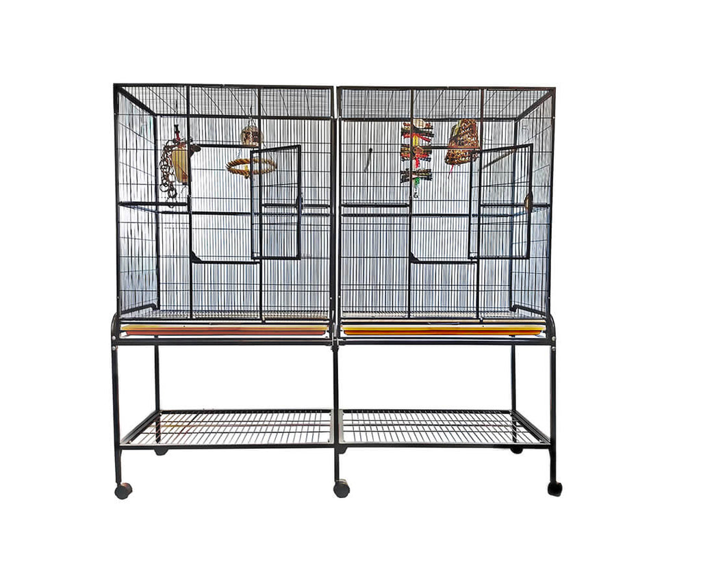 A E 64 x21 Double Flight Cage with Divider AdeoPets