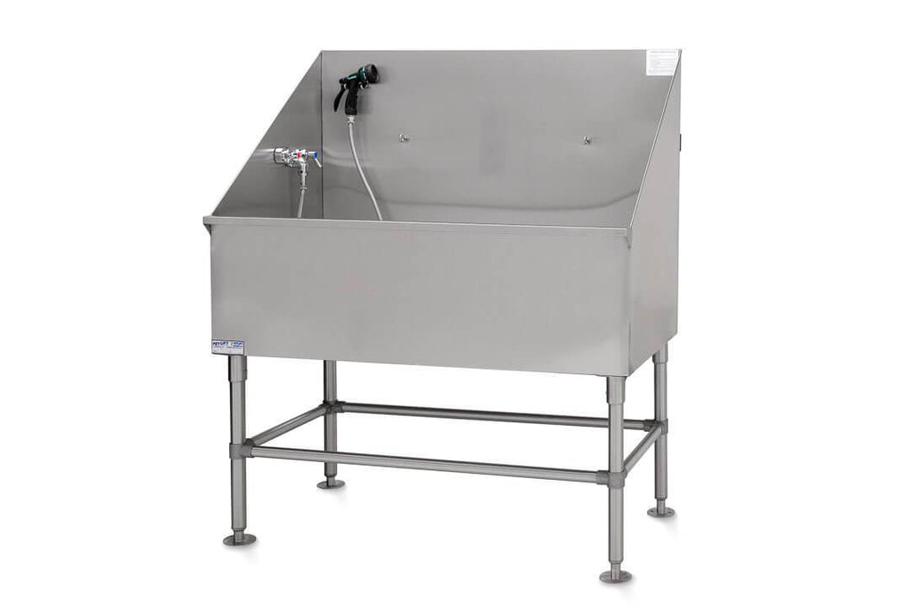 Stainless Steel Classic Dog Grooming Bath Tub 60-Right Ports/Drain