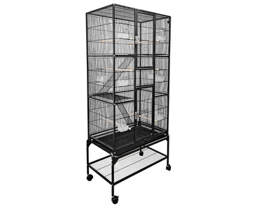 A&E_Cage_Company_32x18_Multi_Level_Black_Flight_Cage_with_Ladders_CA3218_front_left
