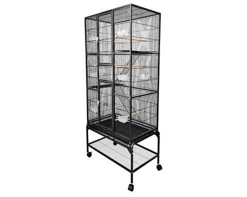 A&E_Cage_Company_32x18_Multi_Level_Black_Flight_Cage_with_Ladders_CA3218_front_right