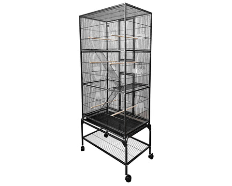 A&E_Cage_Company_32x18_Multi_Level_Black_Flight_Cage_with_Ladders_CA3218_left_of_back