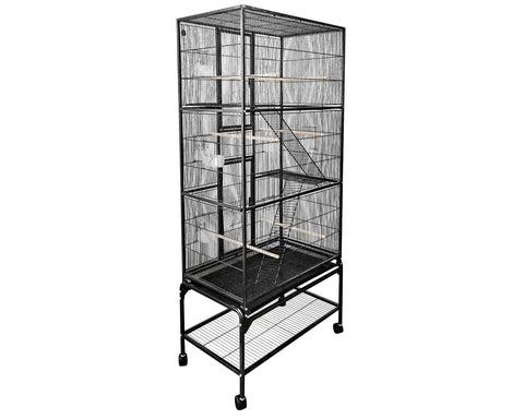 A&E_Cage_Company_32x18_Multi_Level_Black_Flight_Cage_with_Ladders_CA3218_right_of_back