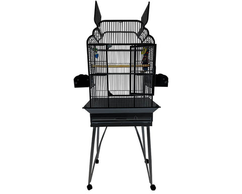 A-E-26-x20-Victorian-Open-Top-Bird-Cage-B-2620-Stainless-Steel-Black