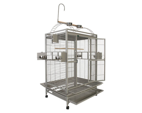 A-E-36x28-Play-Top-Bird-Cage-8003628-Platinum-open-door-feeder