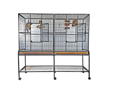 A-E-64x21Double-Flight-Cage-with-Divider-6421-Black