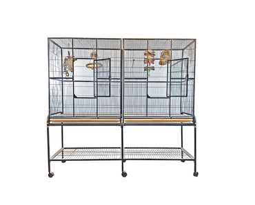 A-E-64x21Double-Flight-Cage-with-Divider-6421-Platinum