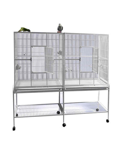 A-E-64x21Double-Flight-Cage-with-Divider-6421-White