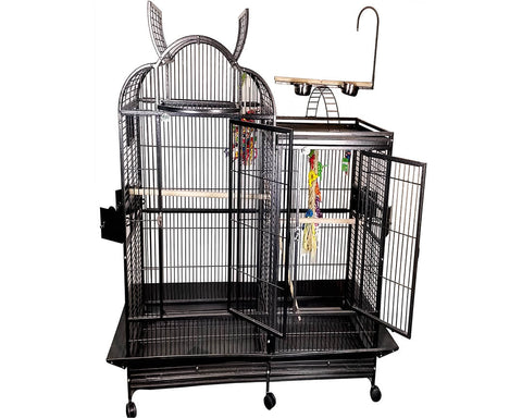 A-E-Cage-Company-42x26-Split-Level-House-Bird-Cage-with-Divider-PC-4226D-Black