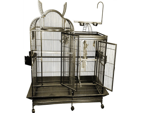 A-E-Cage-Company-42x26-Split-Level-House-Bird-Cage-with-Divider-PC-4226D-Platinum