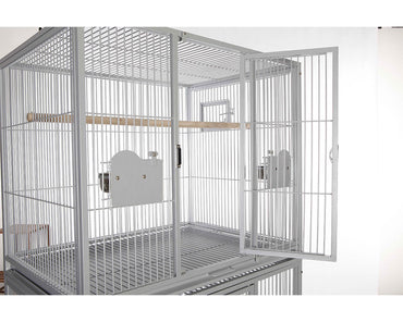 A-E-Cage-Company-Stainless-Steel-40X30-Double-Stack-Breeder-Bird-Cage-4030-2-Platinum-Open-Door