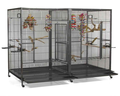 A-E-80x40-Double-Macaw-Cage-with-Divider-8040FL-Black
