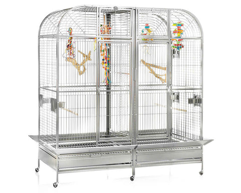 A-E-Cage-Company-64x32-Double-Macaw-Cage-with-Removable-Divider-6432-Platinum