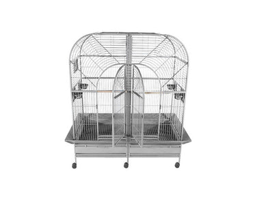    A_E-Cage-Company-Stainless-Steel-64x32-Double-Macaw-Cage-with-Removable-Divider-6432-Stainless-Steel