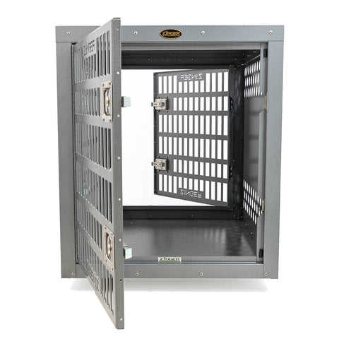 Zinger Deluxe Aluminum Dog Travel Crate front back entry doors