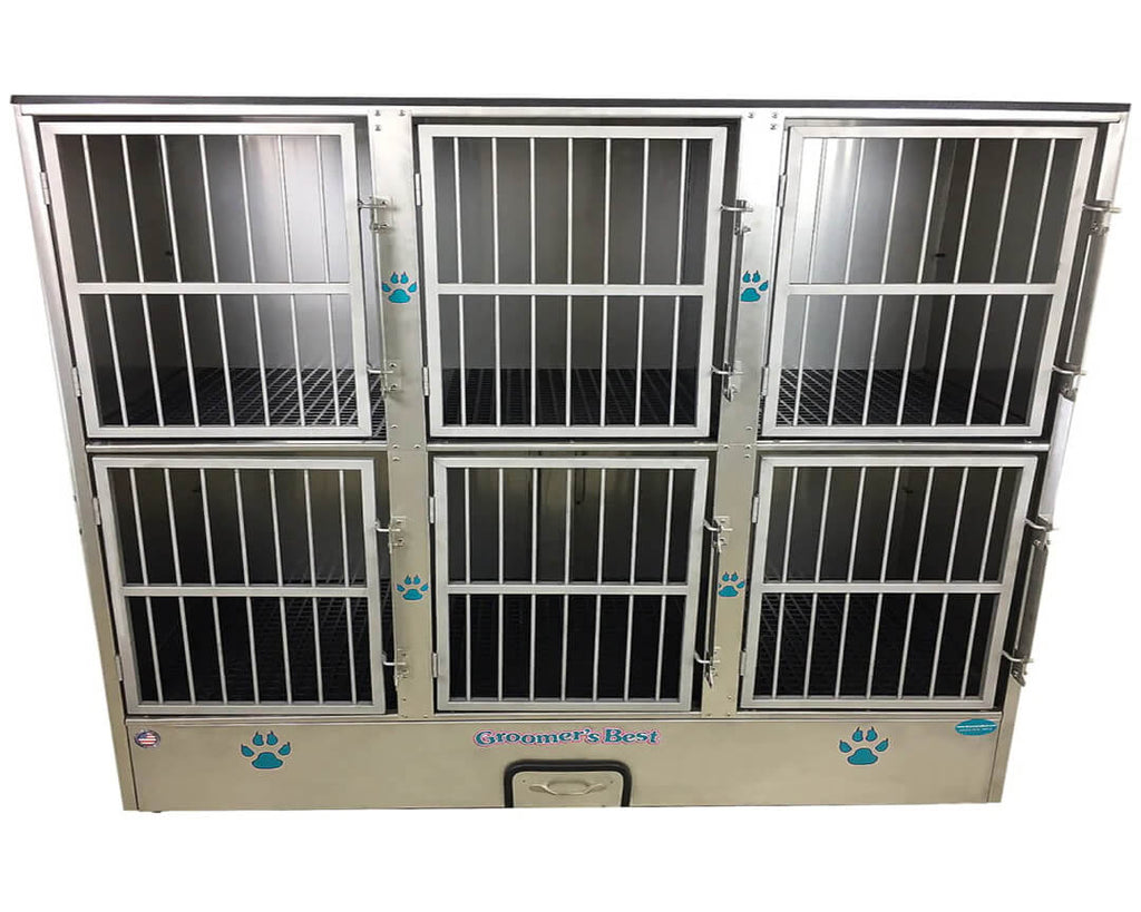 Groomer's Best Stainless Steel and Ready To Use 6 Unit Cage Bank for