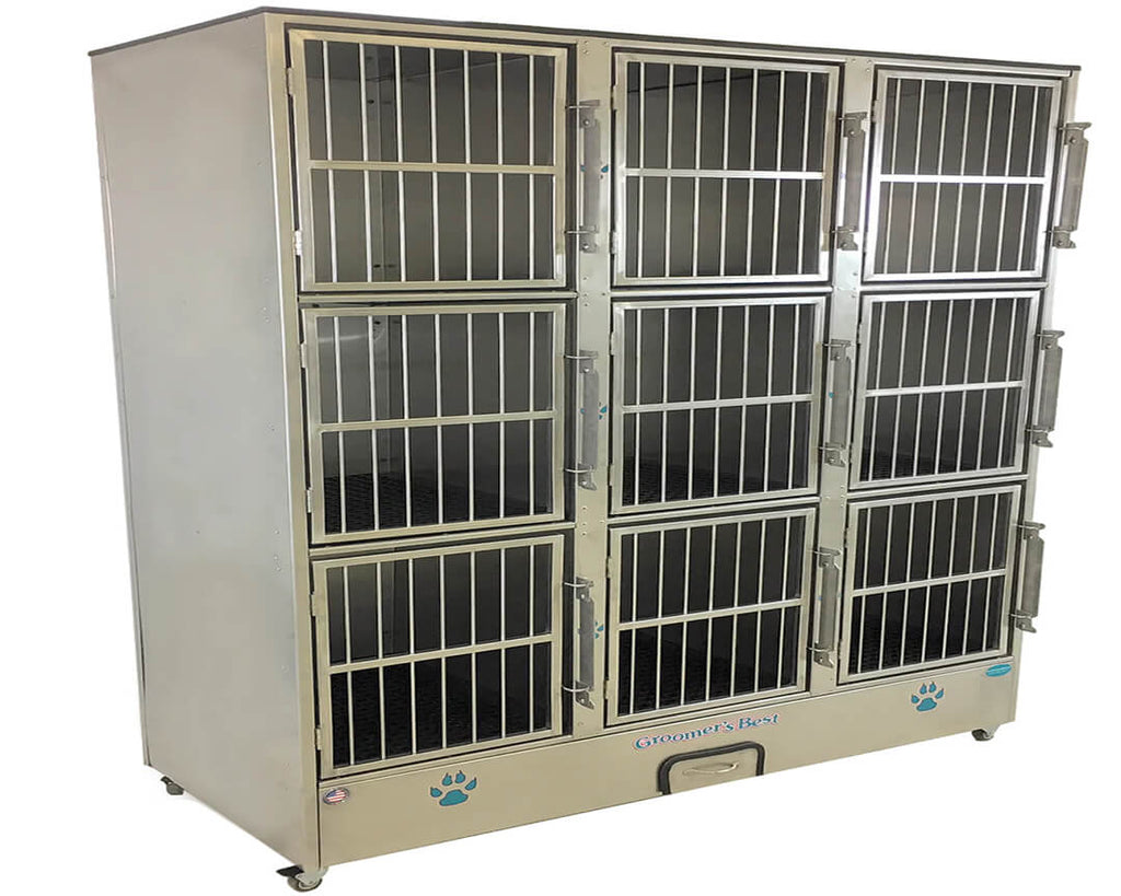 Groomer's Best Ready To Use and Easy to Clean 9 Unit Cage Bank for Dogs