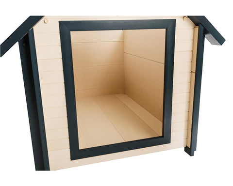 New-Age-Pet-Bunkhouse-Dog-House-Maple-With-Green-Trim