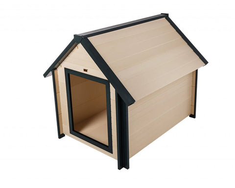 New-Age-Pet-Bunkhouse-Dog-House-Maple-With-Green-Trim