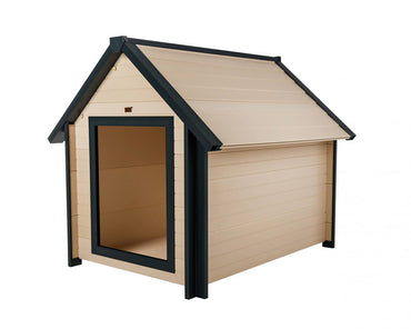 New-Age-Pet-Bunkhouse-Dog-House-Maple-With-Green-Trim