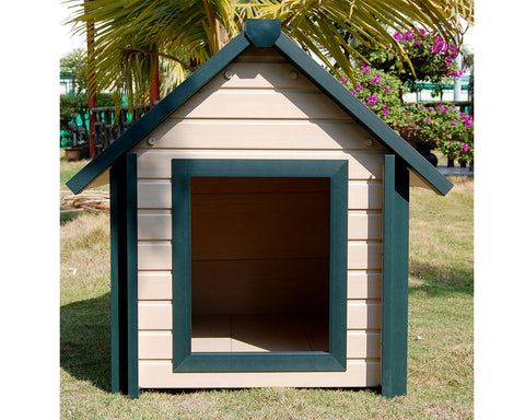 New-Age-Pet-Bunkhouse-Dog-House-Maple-With-Green-Trim