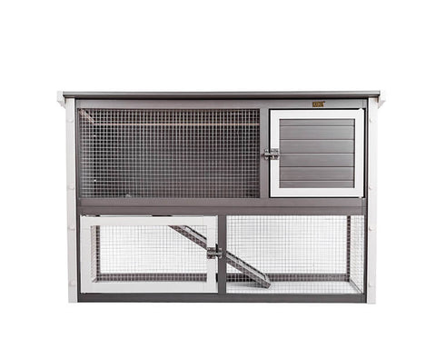 New-Age-Pet-Columbia-Rabbit-Hutch-Gray-with-White-Trim