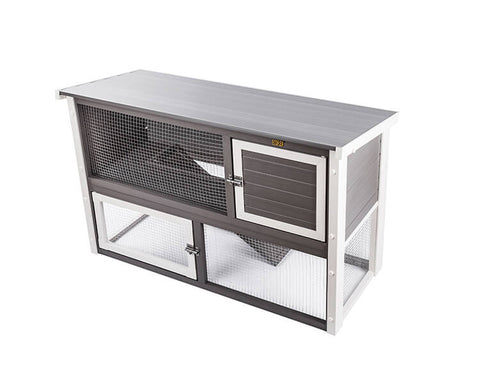 New-Age-Pet-Columbia-Rabbit-Hutch-Gray-with-White-Trim