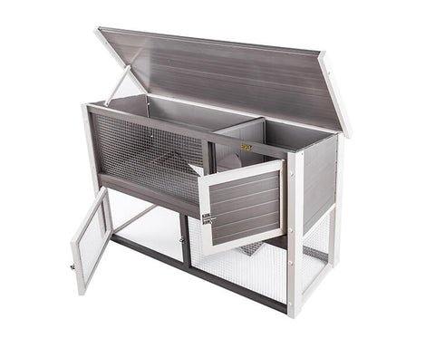 New-Age-Pet-Columbia-Rabbit-Hutch-Gray-with-White-Trim