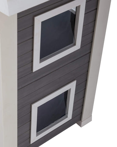 New-Age-Pet-Feral-Cat-Townhouse-Gray-With-White-Trim