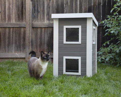 New-Age-Pet-Feral-Cat-Townhouse-Gray-With-White-Trim