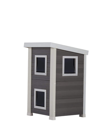 New-Age-Pet-Feral-Cat-Townhouse-Gray-With-White-Trim