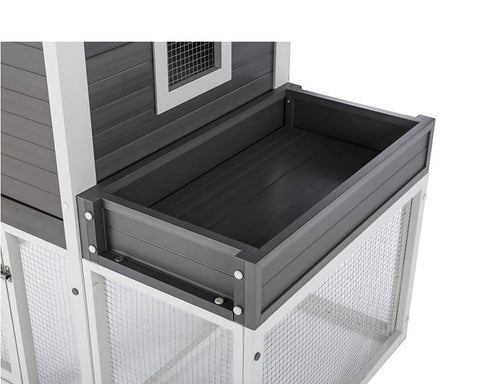 New-Age-Pet-Garden-Coop-with-Pen-Gray-With-White-Trim