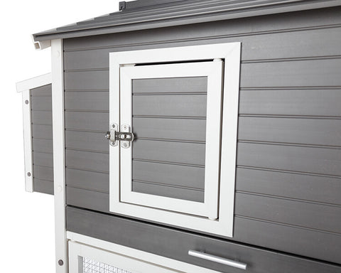 New-Age-Pet-Garden-Coop-with-Pen-Gray-With-White-Trim