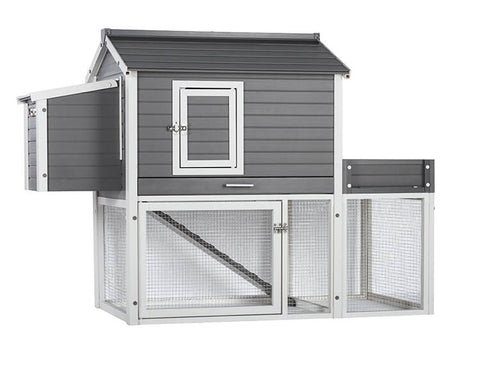 New-Age-Pet-Garden-Coop-with-Pen-Gray-With-White-Trim