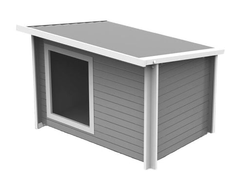 New-Age-Pet-Gray-with-White-Trim-Rustic-Lodge-Dog-House