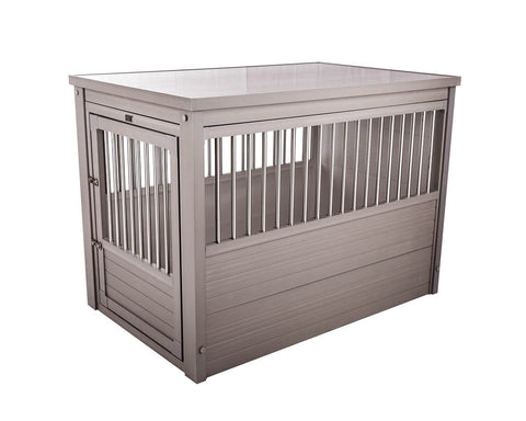 New-Age-Pet-InnPlace-Dog-Crate-with-Stainless-Steel-Spindles-Gray