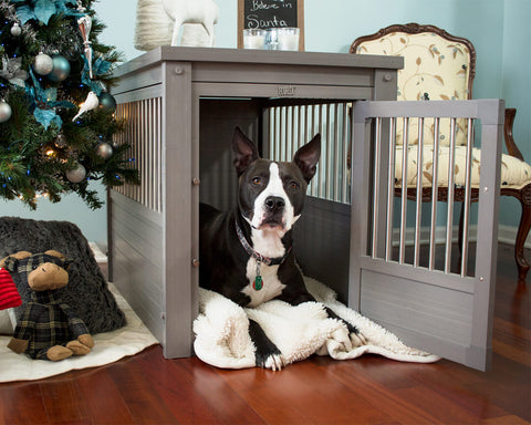 New-Age-Pet-InnPlace-Dog-Crate-with-Stainless-Steel-Spindles-Gray