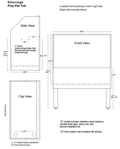 poly pet tubs dimension guide 48" tub